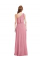 Sleeveless One Shoulder Soft Chiffon Skin Pink Long Semi Formal Evening Dress / Bridesmaid Dress Cardiff