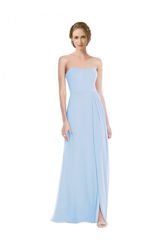 Sleeveless Sweetheart Soft Chiffon Light Sky Blue Long Formal Dress / Bridesmaid Dress Cardiff