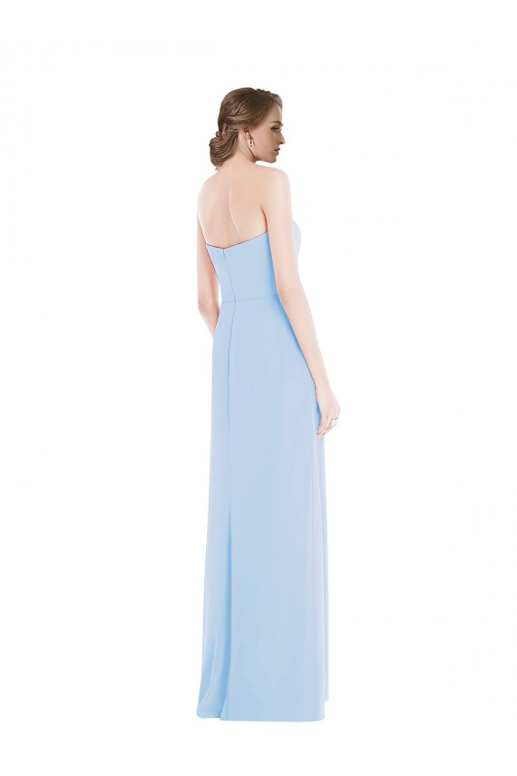 Sleeveless Sweetheart Soft Chiffon Light Sky Blue Long Formal Dress / Bridesmaid Dress Cardiff