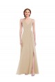 Sleeveless V-Neck Soft Chiffon Champagne Long Semi Formal Evening Dress / Bridesmaid Dress Cardiff