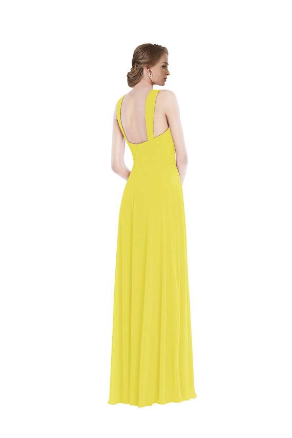 Sleeveless Sweetheart Soft Chiffon Yellow Long Semi Formal Evening Dress / Bridesmaid Dress Cardiff