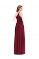 Sleeveless One Shoulder Soft Chiffon Burgundy Long Semi Formal Evening Dress / Bridesmaid Dress Cardiff