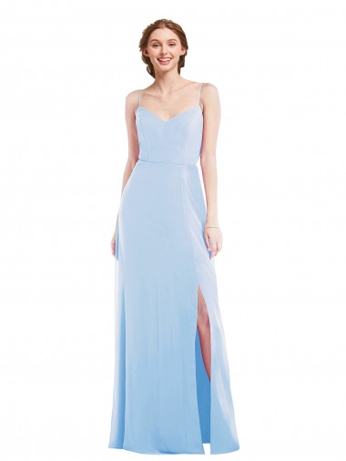 Sleeveless V-Neck Soft Chiffon Light Sky Blue Long Formal Evening Gown / Bridesmaid Dress Cardiff