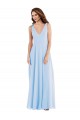 Sleeveless V-Neck Soft Chiffon Light Sky Blue Long Semi Formal Evening Dress / Bridesmaid Dress Cardiff