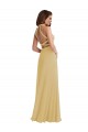 Sleeveless Halter Neck Soft Chiffon Gold Long Semi Formal Evening Dress / Bridesmaid Dress Cardiff