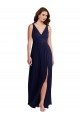 Sleeveless V-Neck Soft Chiffon Dark Navy Long Black Tie Evening Gown / Bridesmaid Dress Cardiff