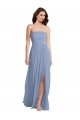 Sleeveless Strapless Soft Chiffon Dusty Blue Long Semi Formal Evening Dress / Bridesmaid Dress Cardiff