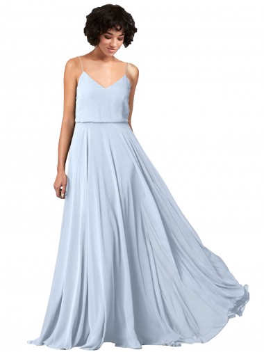 Sleeveless V-Neck Soft Chiffon Light Sky Blue Long Formal Dress / Bridesmaid Dress Cardiff