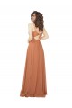 Sleeveless V-Neck Soft Chiffon Rosewood Long Bridesmaid Dress Cardiff