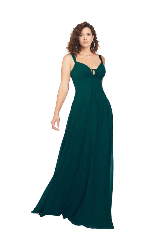 Sleeveless Sweetheart Soft Chiffon Hunter Long Bridesmaid Dress Cardiff