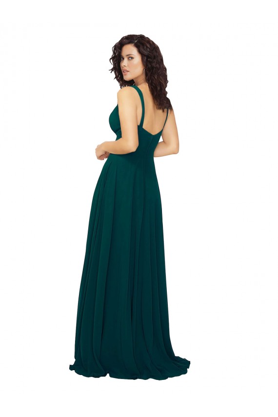 Sleeveless Sweetheart Soft Chiffon Hunter Long Bridesmaid Dress Cardiff