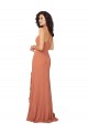 Sleeveless Square Neck Soft Chiffon Rosewood Long Bridesmaid Dress Cardiff