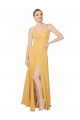 Sleeveless V-Neck Chiffon Saffron Long Bridesmaid Dress / Evening Dress Cardiff