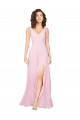 Sleeveless V-Neck Soft Chiffon Barely Pink Long Bridesmaid Dress Cardiff
