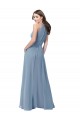 Sleeveless High Neck Chiffon Dusty Blue Long Bridesmaid Formal Dress Cardiff
