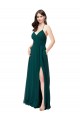 Sleeveless V-Neck Chiffon Hunter Green Long Wedding Party Dress Cardiff