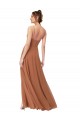 Sleeveless Cowl Neck Soft Chiffon Rosewood Long Bridesmaid Dress Cardiff