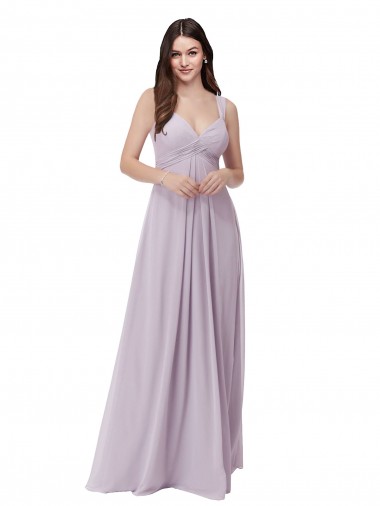 Sleeveless V-Neck Soft Chiffon Pink Glow Long Bridesmaid Dress Cardiff