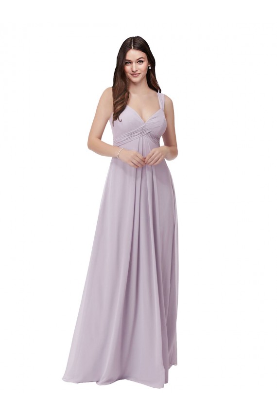 Sleeveless V-Neck Soft Chiffon Pink Glow Long Bridesmaid Dress Cardiff
