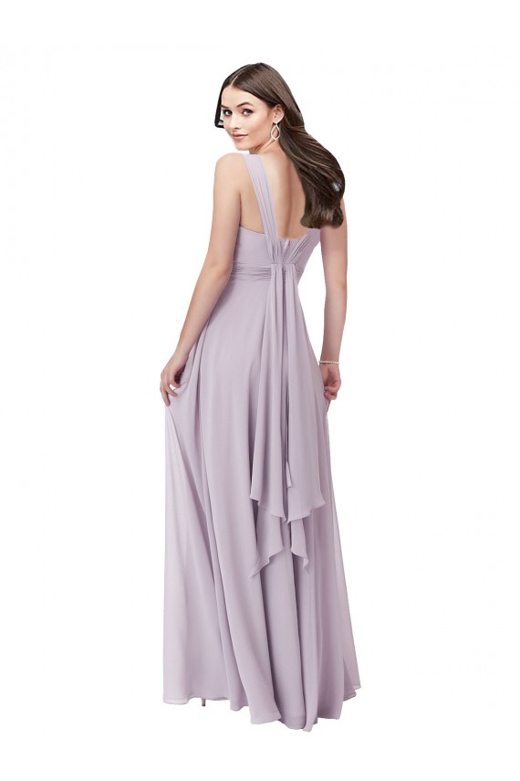 Sleeveless V-Neck Soft Chiffon Pink Glow Long Bridesmaid Dress Cardiff