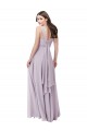 Sleeveless V-Neck Soft Chiffon Pink Glow Long Bridesmaid Dress Cardiff