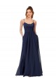 Sleeveless Scoop Neck Soft Chiffon & Lace Dark Navy Long Bridesmaid Dress Cardiff