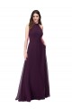 Sleeveless High Neck Soft Chiffon Grape Long Bridesmaid Dress Cardiff