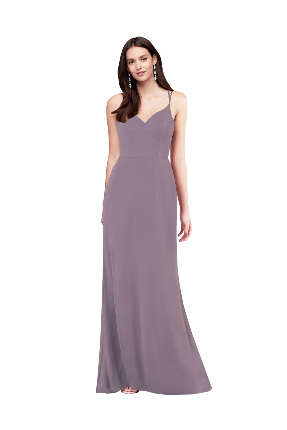 Sleeveless Sweetheart Soft Chiffon Dark Lavender Long Formal Evening Gown / Bridesmaid Dress Cardiff