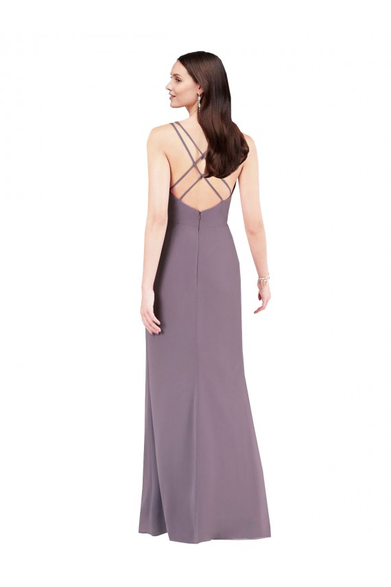 Sleeveless Sweetheart Soft Chiffon Dark Lavender Long Formal Evening Gown / Bridesmaid Dress Cardiff