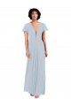 Cap Sleeves V-Neck Soft Chiffon Sea Glass Long Bridesmaid Dress / Formal Dress Cardiff