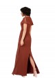 Cap Sleeves V-Neck Soft Chiffon Sea Glass Long Bridesmaid Dress / Formal Dress Cardiff