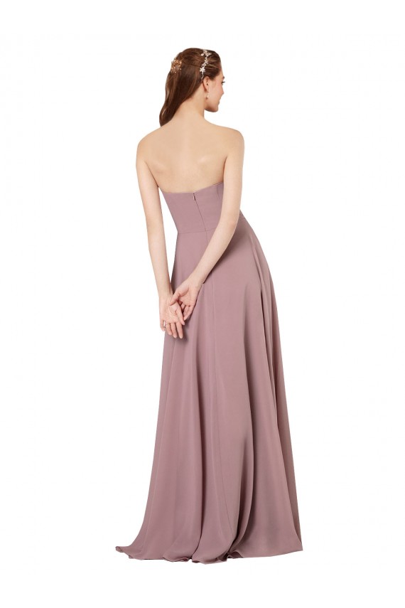 Sleeveless Strapless Soft Chiffon Grape Long Formal Dress / Bridesmaid Dress Cardiff
