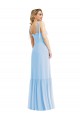 Sleeveless Sweetheart Soft Chiffon Light Sky Blue Long Semi Formal Evening Dress / Bridesmaid Dress Cardiff