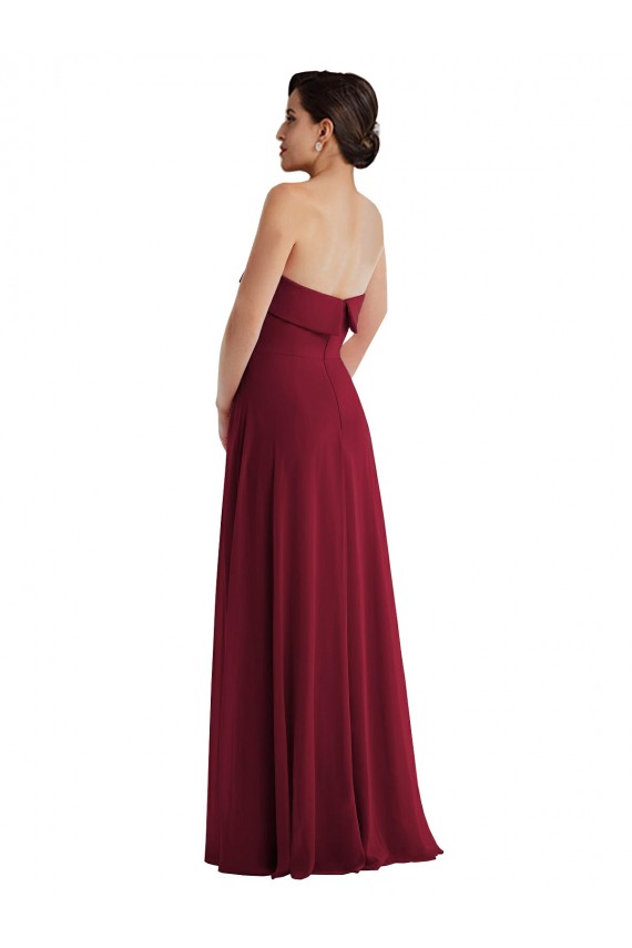 Sleeveless Strapless Soft Chiffon Burgundy Long Formal Evening Gown / Bridesmaid Dress Cardiff