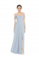 Flounce Sleeves Off the Shoulder Soft Chiffon Sea Glass Long Semi Formal Evening Dress / Bridesmaid Dress Cardiff