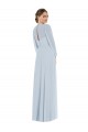 Puff Sleeves Strapless Soft Chiffon Sea Glass Long Formal Evening Gown / Bridesmaid Dress Cardiff