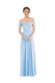 Sleeveless Off the Shoulder Soft Chiffon Light Sky Blue Long Formal Evening Gown / Bridesmaid Dress Cardiff