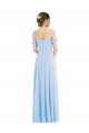 Sleeveless Off the Shoulder Soft Chiffon Light Sky Blue Long Formal Evening Gown / Bridesmaid Dress Cardiff