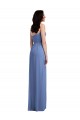 Sleeveless Spaghetti Straps Soft Chiffon Windsor Blue Long Semi Formal Evening Dress / Bridesmaid Dress Cardiff