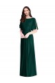Bell Sleeves Bateau Neck Soft Chiffon Ever Green Long Semi Formal Evening Dress / Bridesmaid Dress Cardiff