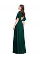 Bell Sleeves Bateau Neck Soft Chiffon Ever Green Long Semi Formal Evening Dress / Bridesmaid Dress Cardiff