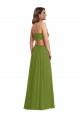Sleeveless V-Neck Soft Chiffon Olive Green Long Plus Size Evening Gown / Bridesmaid Dress Cardiff