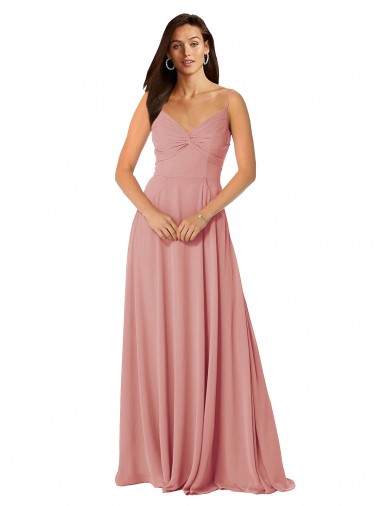 Sleeveless V-Neck Lxue Chiffon Bliss Pink Long Bridesmaid Dress Cardiff