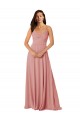Sleeveless V-Neck Lxue Chiffon Bliss Pink Long Bridesmaid Dress Cardiff