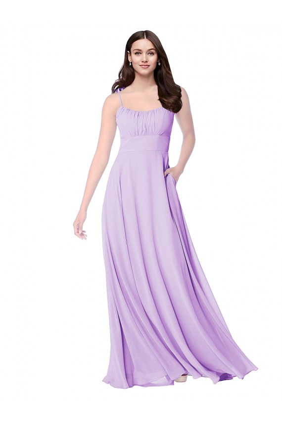 Sleeveless Scoop Neck Soft Chiffon Lilac Long Bridal Party Dress Cardiff