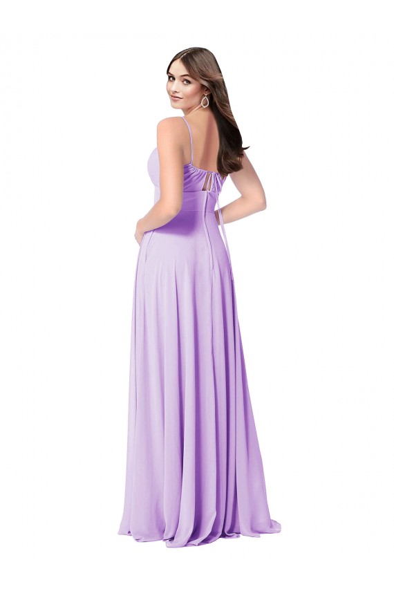 Sleeveless Scoop Neck Soft Chiffon Lilac Long Bridal Party Dress Cardiff