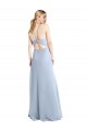 Sleeveless Halter Neck Chiffon Light Sky Blue Long Bridesmaid Dress / Evening Dress Cardiff