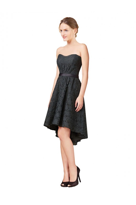 Sleeveless Sweetheart Lace Slate Grey Knee Length High Low Bridesmaid Dress Cardiff