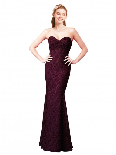 Sleeveless Sweetheart Lace Grape Long Bridesmaid Dress Cardiff