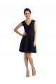 Sleeveless V-Neck Lace Dark Navy Knee Length Bridesmaid Dress / Evening Dress Cardiff